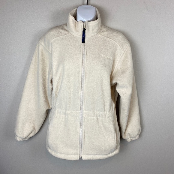 L.L. Bean Cinched Waist Fleece Full Zip Jacket - Size Medium - Picture 1 of 6